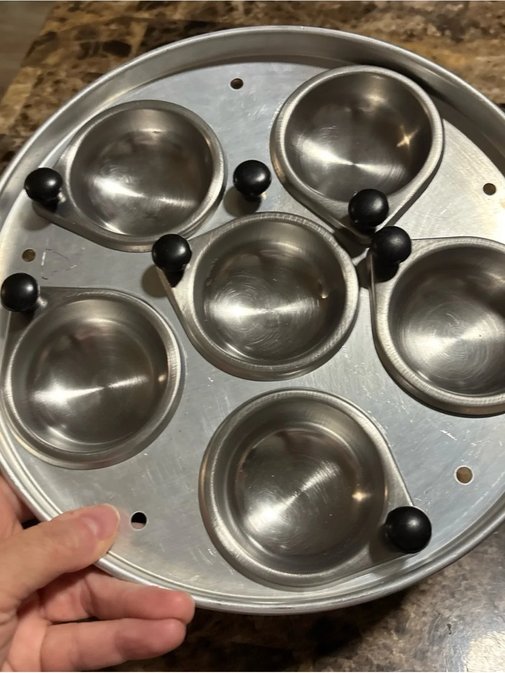 Stainless Steel Egg Poacher Pan with Black Knob Handles